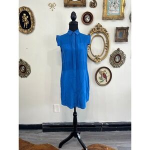 Vintage T by Alexander Wang Blue Silk Sleeveless Mini Shift Dress